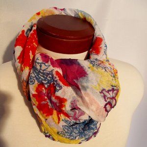 Lightweight Scarf Bright Colors Red Yellow Foral